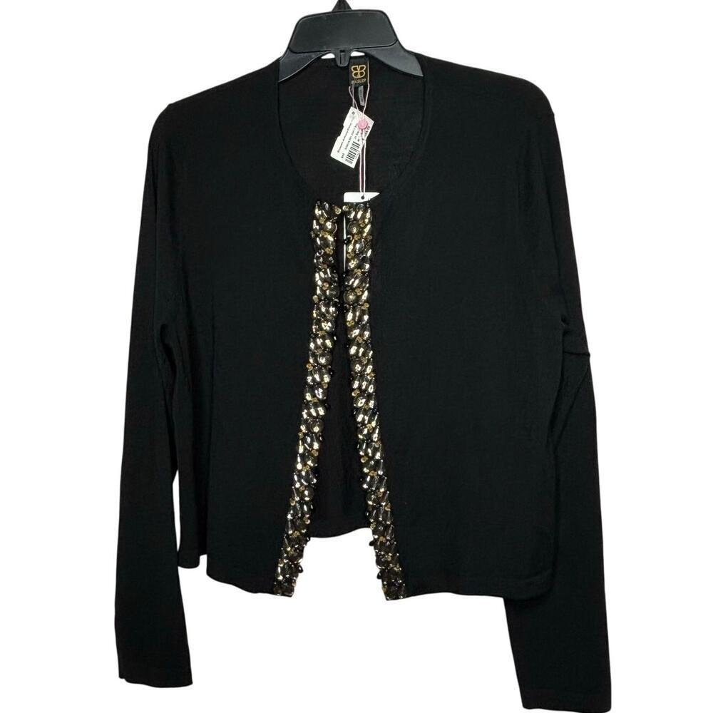Basler Black Lavish Luxury Beaded 100% Virgin Wool Cardigan New Size 46/16